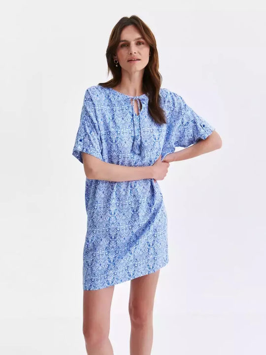 Mini Short Sleeve Blue Dress