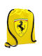 Ferrari Τσάντα Πλάτης Πουγκί Gymbag Κίτρινη Τσέπη 40x48cm & Χονδρά Κορδόνια