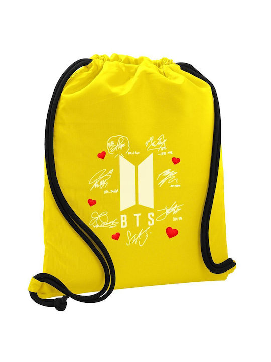 Bts Signs Backpack Drawstring Gymbag Yellow Pocket 40x48cm & Thick Cords