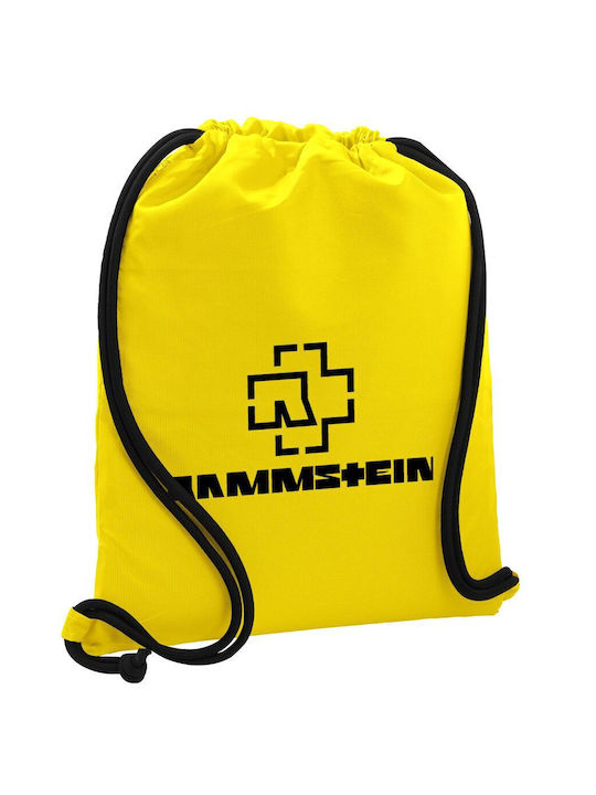 Rammstein Backpack Drawstring Gymbag Yellow Pocket 40x48cm & Thick Cords