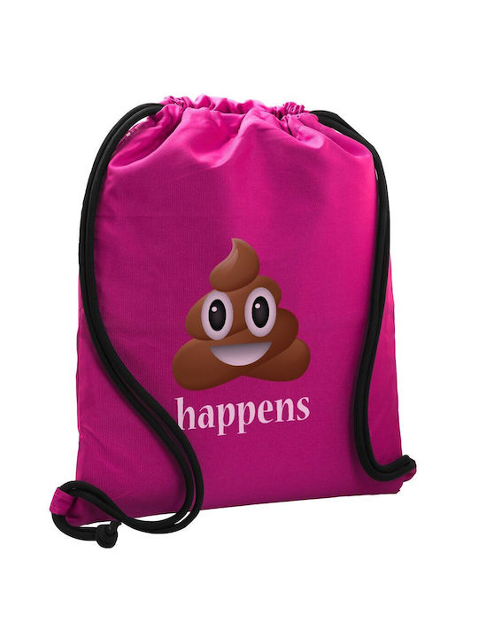 Shit Happens Backpack Bag Gymbag Fuchsia Pocket 40x48cm & Thick Cords