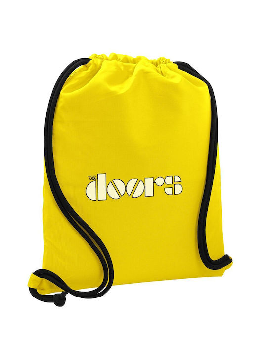 Doors Τσάντα Πλάτης Πουγκί Gymbag Κίτρινη Τσέπη 40x48cm & Χονδρά Κορδόνια