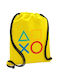 Rucsac cu simboluri de jocuri, geantă de sport cu șireturi, buzunar galben 40x48cm și șireturi groase