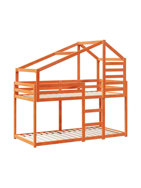 Kinderbett Koje Einzeln Braun für Matratze 90x1...