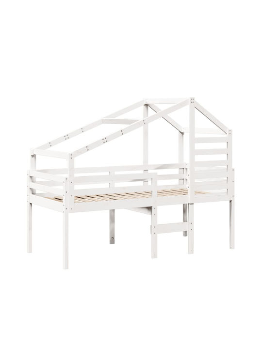 Kinderbett Hochbett Einzeln Weiß für Matratze 90x190cm