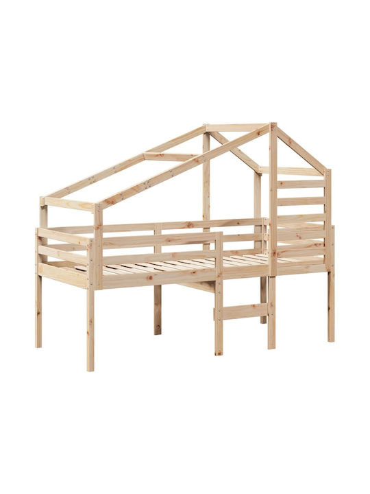 Pat pentru Copii Loft Bed Single Bej pentru Sal...