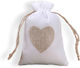 Heart Design Fabric Pouch for Gift White 14x10cm.