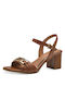 Marco Tozzi Anatomic Leather Women's Sandals Tabac Brown