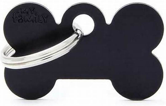 My Family Basic Hundemarke Knochen Schwarz Klein