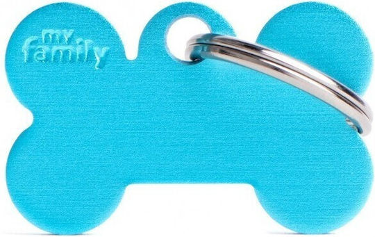 My Family Basic Hundemarke Knochen Hellblau Klein