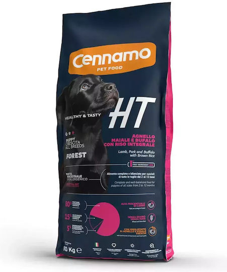 Cennamo 10kg Trockenfutter für Welpen mit Fleisch, Lamm, Schweinefleisch, Büffel, Brauner Reis und Granatapfel