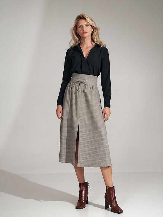 Figl Pleated High Waist Maxi Skirt in Gray color