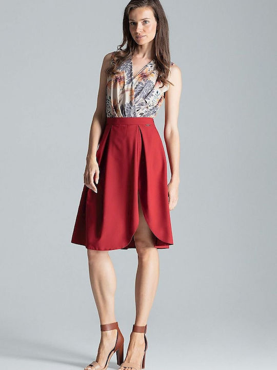 Figl Pleated Midi Skirt in Red color