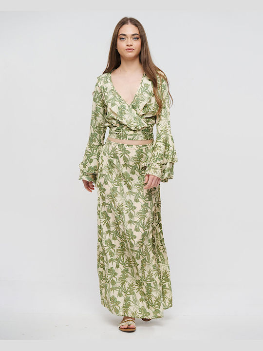 Ble Resort Collection Maxi Φούστα Εκρου/πρασινο