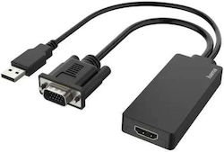 Hama Converter Vga+usb Male Hdmi Female Full Hd 1080p Black