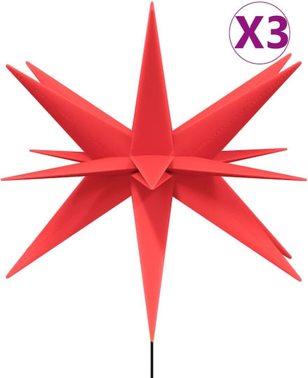 vidaXL Weihnachtliche Dekorative Sterne Metallisch Rot 26.5x35cm 3Stück