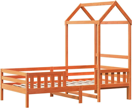 Детско Легло Единично Кафяв за Матрак 100x200см