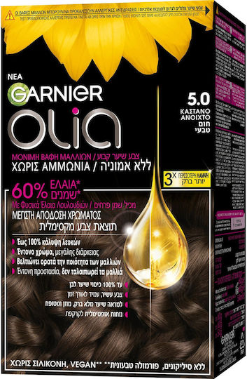 Garnier Olia Βαφή Μαλλιών Χωρίς Αμμωνία 5.0 Καστανό Ανοιχτό 60gr