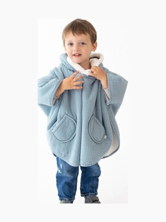 Kids Casual Coat Long Hooded Blue