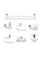 Import Hellas Wall Mounted Bathroom Accessory Set Metal Silver 7 Pieces