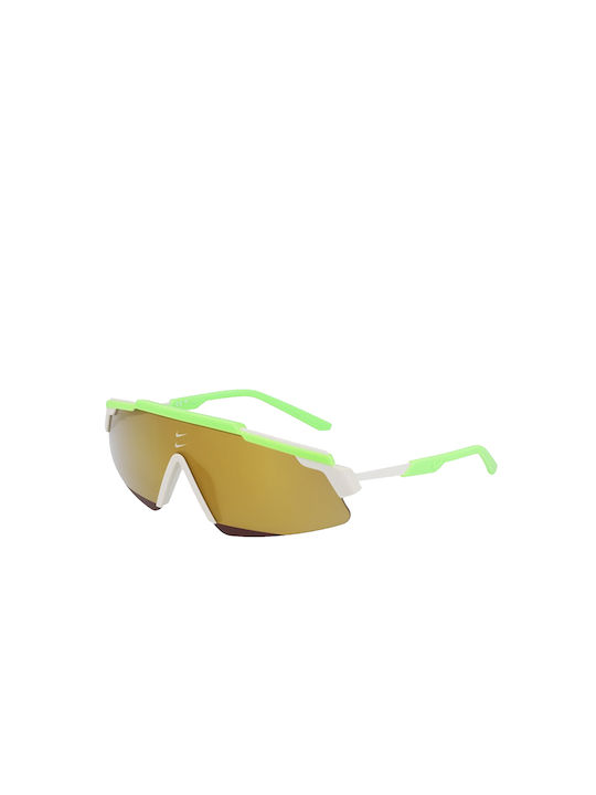 Nike Ochelari de soare cu Verde Din plastic Rame și Aur Oglindă Lentilă FN0302-398