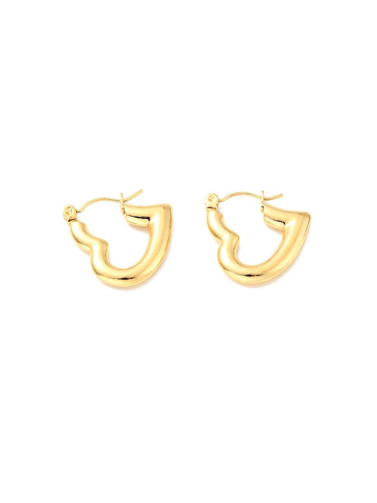 Stainless Steel Heart Hoop Earrings Gold 20mm 1 pair