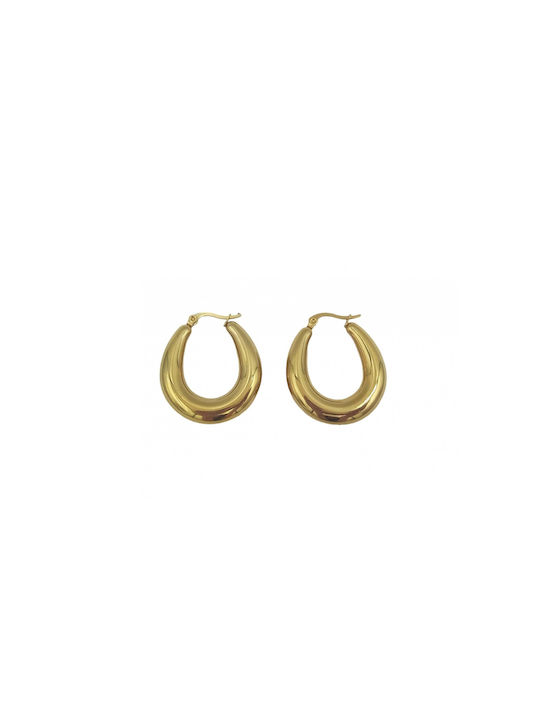 Stainless Steel Gold Hoop Earrings 35mm 1 Pair