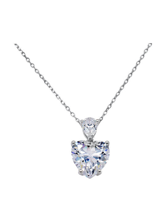Necklace with design Heart from Silver with Zircon