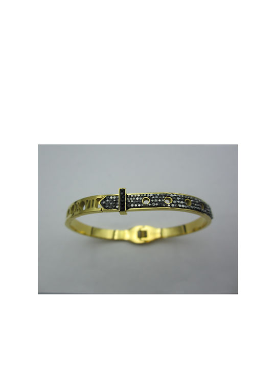 Steel Bangle with Rhinestones Gold 6mm 1pc