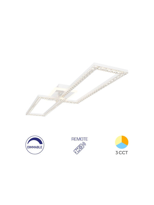 Braytron Πλαφονιέρα Οροφής Λευκή με Ενσωματωμένο LED και Κρύσταλλα