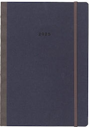 Next Diary 2025 Natural Weekly Flexi Blue Elastic 14x21cm