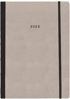 Next Diary 2025 Natural Weekly Flexi Gray with Open Elastic 17x25cm