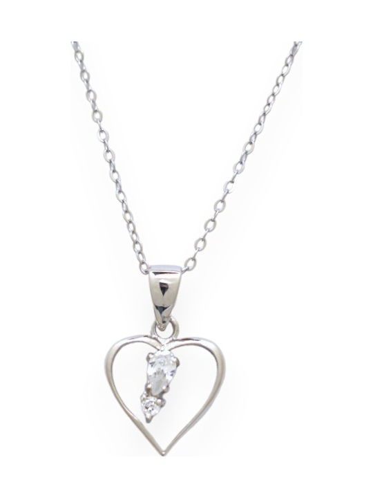 Goldjewels Κολιέ με σχέδιο Καρδιά από Ασήμι με Ζιργκόν