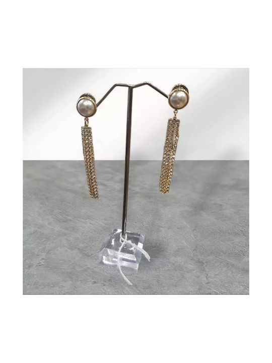 Stainless Steel Strass Pearl Earrings