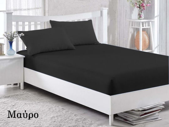 Sheet Super-Double with Elastic 160x200cm. Black