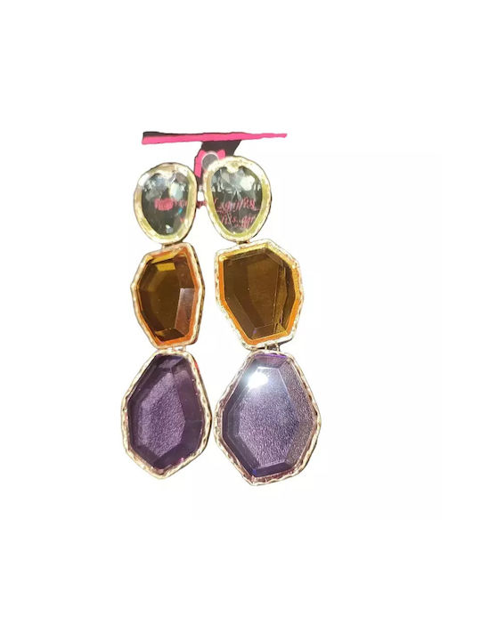 Hanging Earrings with Large Multicolored Stones