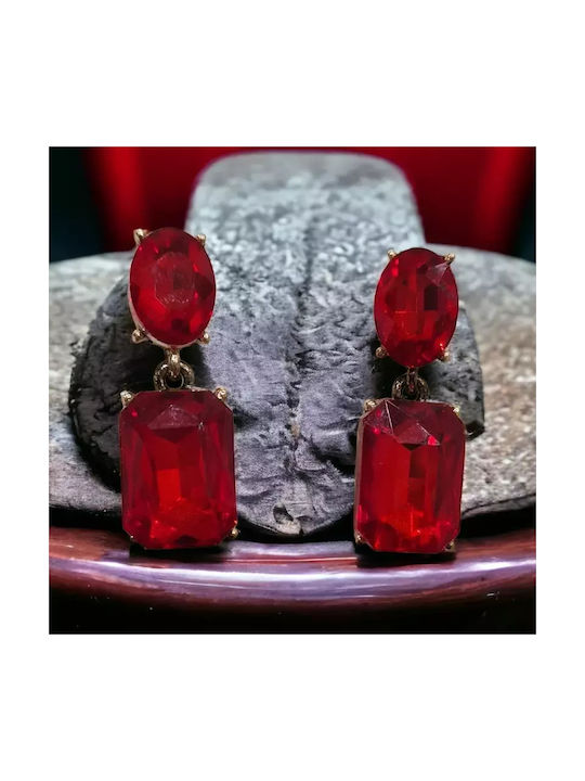 Dangling Red Crystals Earrings