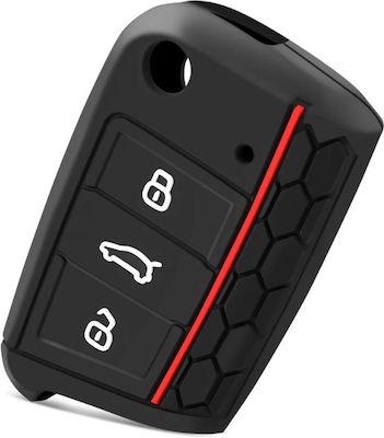 Car Key Cover Case made of with 3 Buttons for VW / Seat / Skoda in Black Color