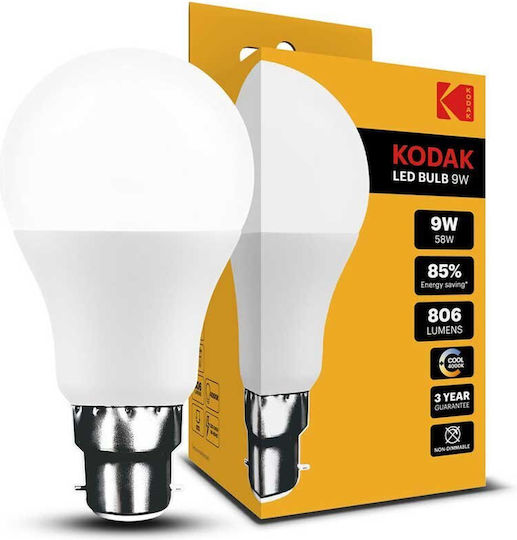 Kodak LED Bulb 9W for Socket B22 and Shape A60 Natural White 806lm