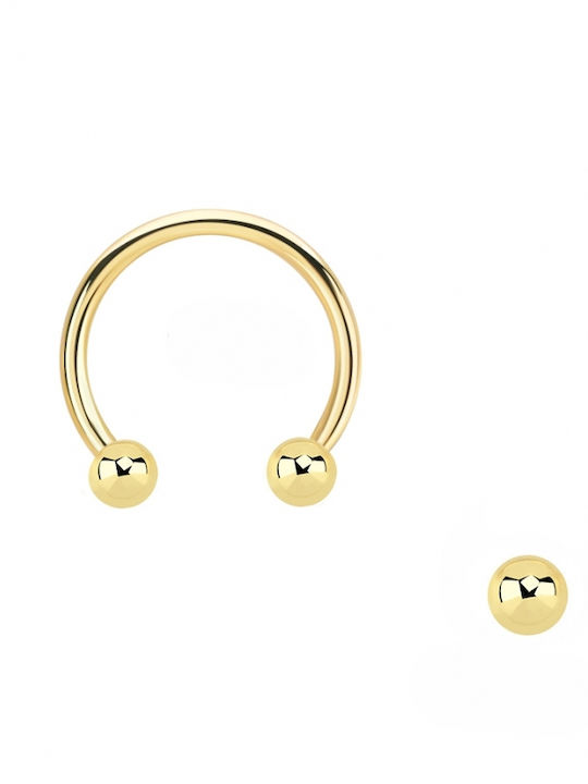 Precious Earring Circular Barbell Gold K14 2 Balls Gcbb10