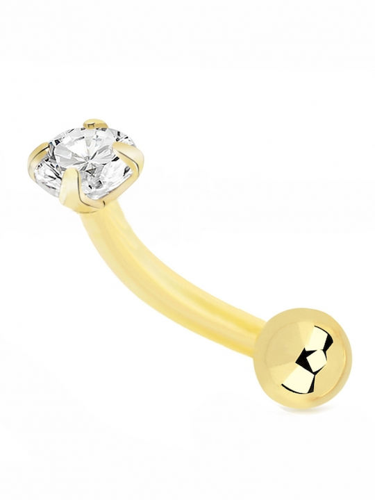 14K Gold Single Stone Piercing Earring Eyebrow Banana Gbnbz-25