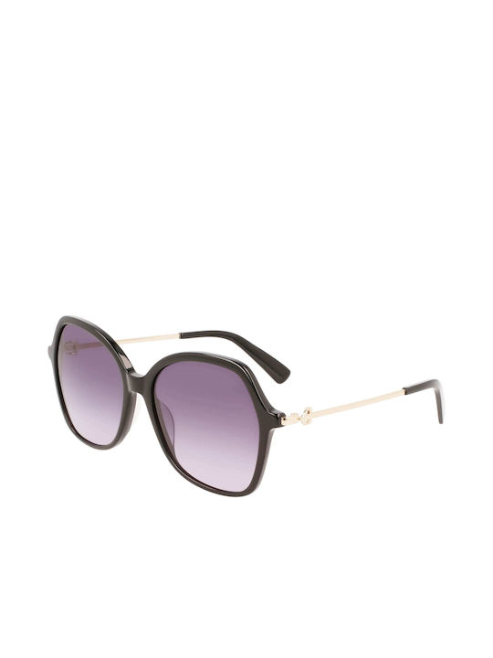 Longchamp Sonnenbrillen mit Schwarz Rahmen und Lila Verlaufsfarbe Linse LO705S 001