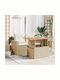 Outdoor Dinner Free Standing Table with Wood Surface and Rattan Frame Natural 100x55x73cm