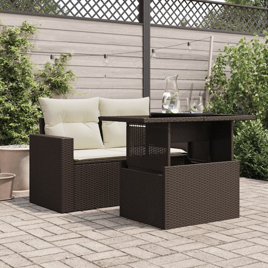 Masa pentru spații exterioare Rattan cu suprafață din sticlă CAFE 100x55x73buc
