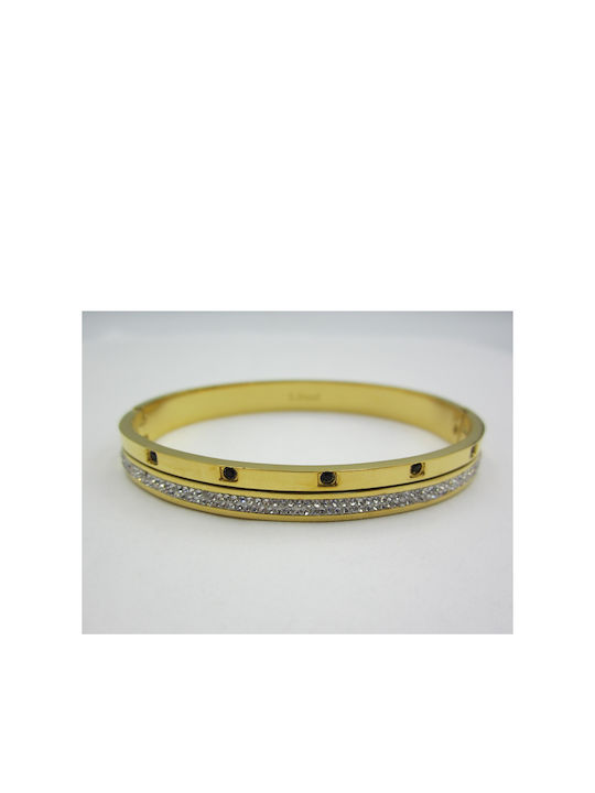 Steel Bracelet with Rhinestones Gold 8mm 1 piece