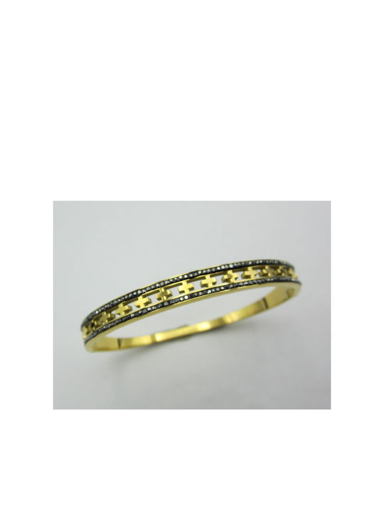 Steel Bracelet with Rhinestones Gold 6mm 1 piece