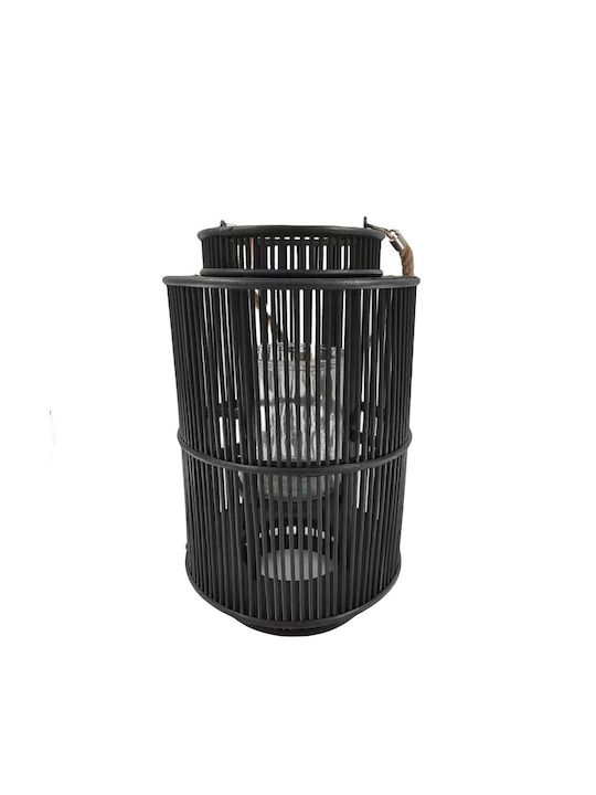 JK Home Decoration Φαναράκι Bamboo Μαύρο 17x17x40εκ.