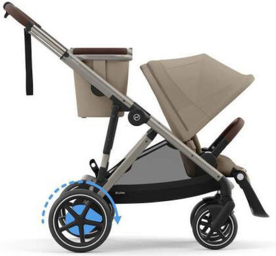 Cybex E-Gazelle S Baby Stroller Suitable for Newborn Almond Beige Taupe Frame 14.7kg