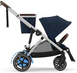 Cybex E-Gazelle S Baby Stroller Suitable for Newborn Ocean Blue Silver Frame 14.7kg