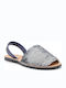 Leather Women's Flat Sandals in Blue Color